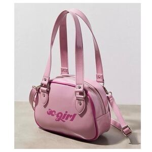 X-Girl Mini Boston Bag Double Strap Vinyl Pink Removable Crossbody Zip Logo Punk